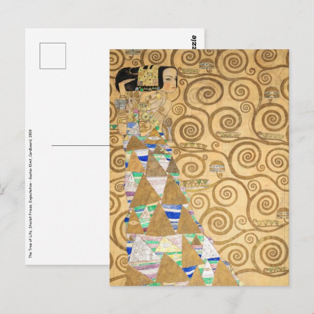 Gustav Klimt - Erwartung, Stoclet Frieze Postkarte (Vorne/Hinten)