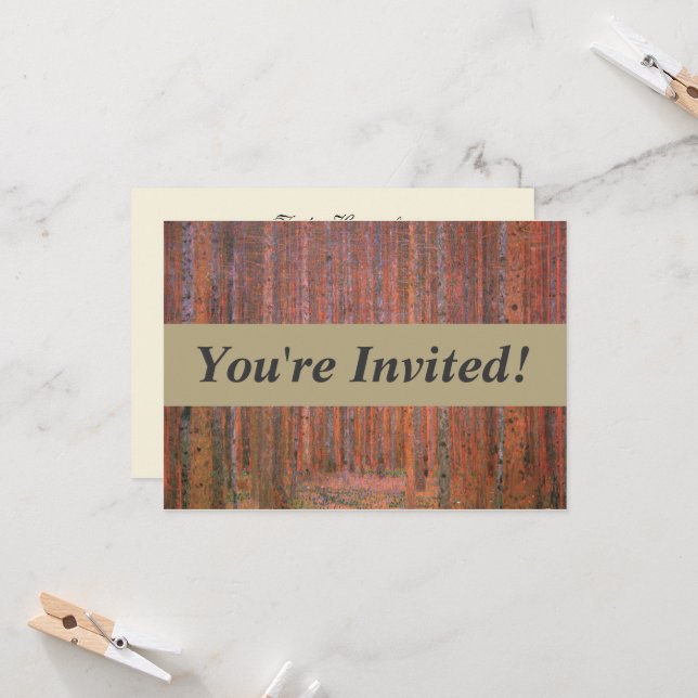 Gustav Klimt Fir Forest Tannenwald Rote Bäume Einladung (Vorderseite/Rückseite Beispiel)