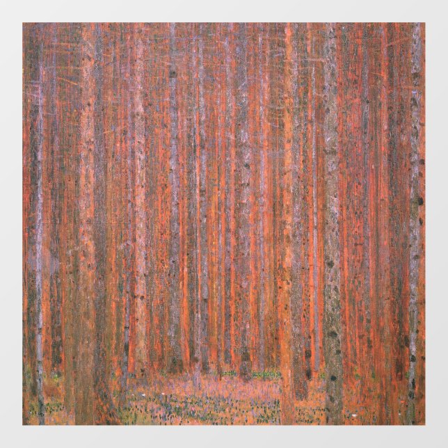 Gustav Klimt Fir Forest Tannenwald Rote Bäume Fensteraufkleber (Blatt)