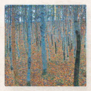 Gustav Klimt Fir Forest Tannenwald Rote Bäume Glasuntersetzer