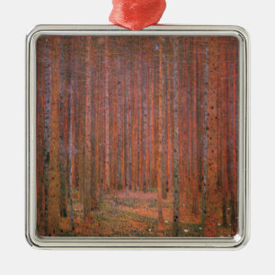 Gustav Klimt Fir Forest Tannenwald Rote Bäume Ornament Aus Metall