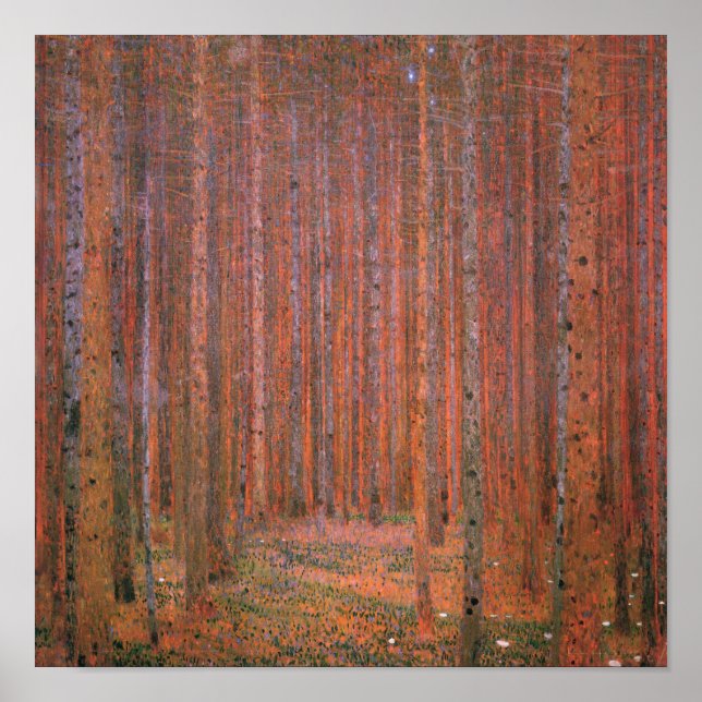 Gustav Klimt Fir Forest Tannenwald Rote Bäume Poster (Vorne)