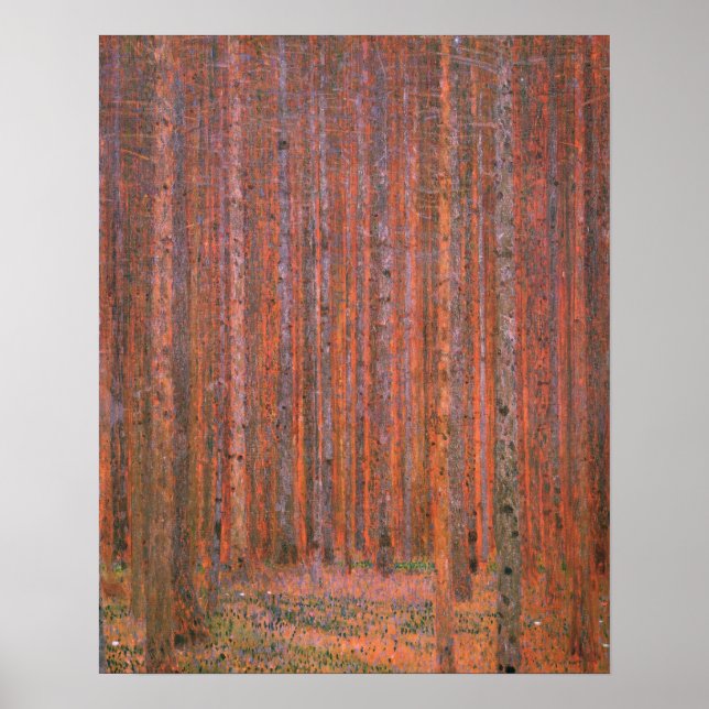 Gustav Klimt Fir Forest Tannenwald Rote Bäume Poster (Vorne)