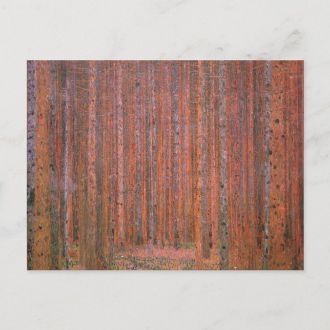 Gustav Klimt Fir Forest Tannenwald Rote Bäume Postkarte (Vorderseite)