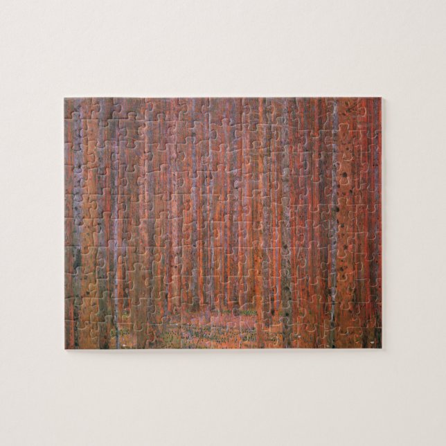 Gustav Klimt Fir Forest Tannenwald Rote Bäume Puzzle (Horizontal)