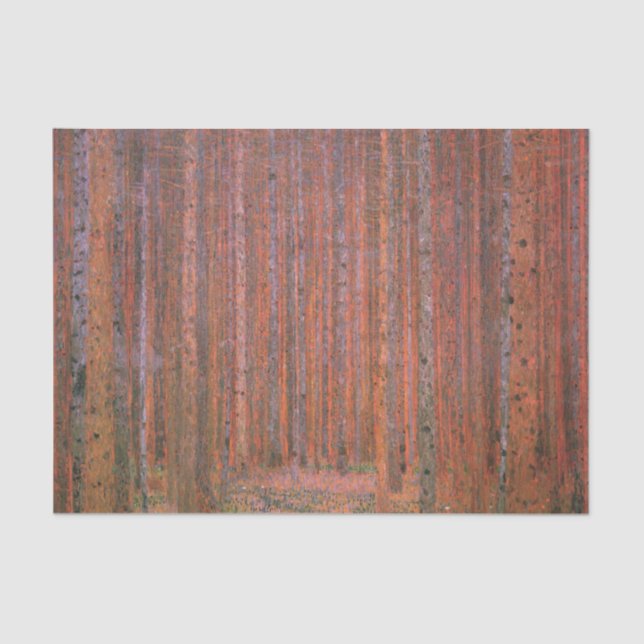 Gustav Klimt Fir Forest Tannenwald Rote Bäume Seidenpapier (Vorderseite)