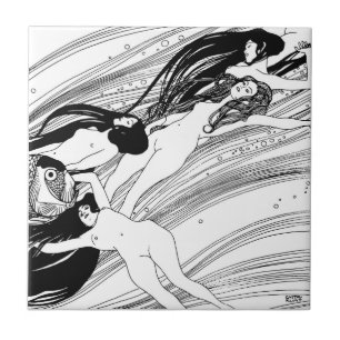 Gustav Klimt - Fisch Blut Surrealistische Japanisc Fliese