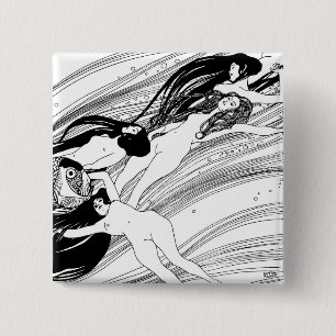 Gustav Klimt - Fischblut Surreal Japanische Kunst Button
