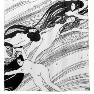 Gustav Klimt - Fischblut Surreal Japanische Kunst Duschvorhang