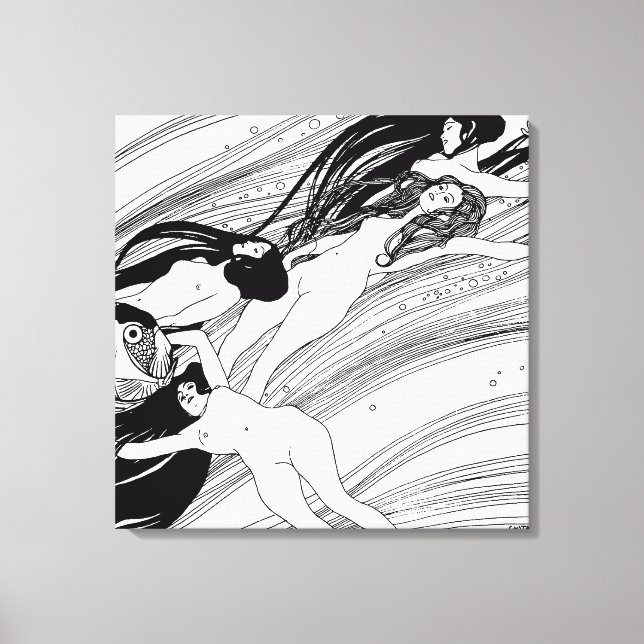 Gustav Klimt - Fischblut Surreal Japanische Kunst Leinwanddruck (Vorderseite)