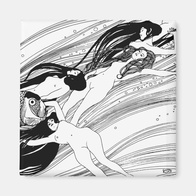 Gustav Klimt - Fischblut Surreal Japanische Kunst Magnet (Vorne)