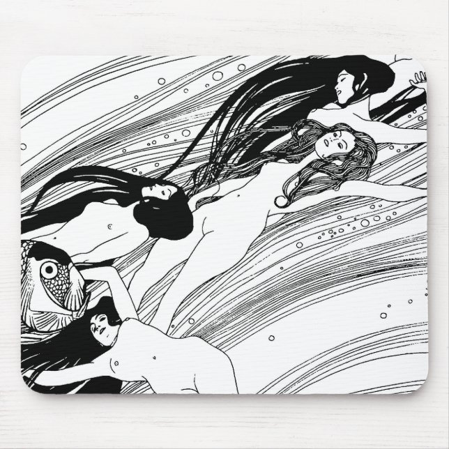 Gustav Klimt - Fischblut Surreal Japanische Kunst Mousepad (Vorne)