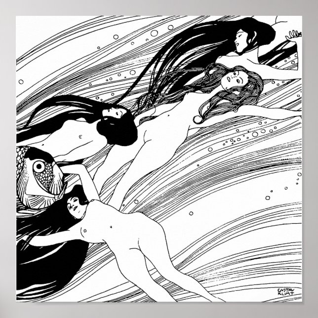 Gustav Klimt - Fischblut Surreal Japanische Kunst Poster (Vorne)