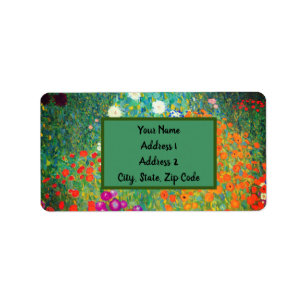 Gustav Klimt Flower Garden Adressaufkleber