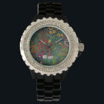 Gustav Klimt Flower Garden Armbanduhr<br><div class="desc">Hier sehen Sie Gustav Klimts Ölgemälde Farm Garden mit Sonnenblumen (1907). Ein wunderschöner Garten mit Sonnenblumen und exquisiten blauen,  roten,  lila,  rosa und weißen Blume. Ein großartiges Geschenk für Jugendliche und österreichische Kunstliebhaber.</div>