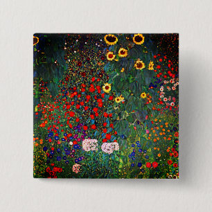 Gustav Klimt Flower Garden Button