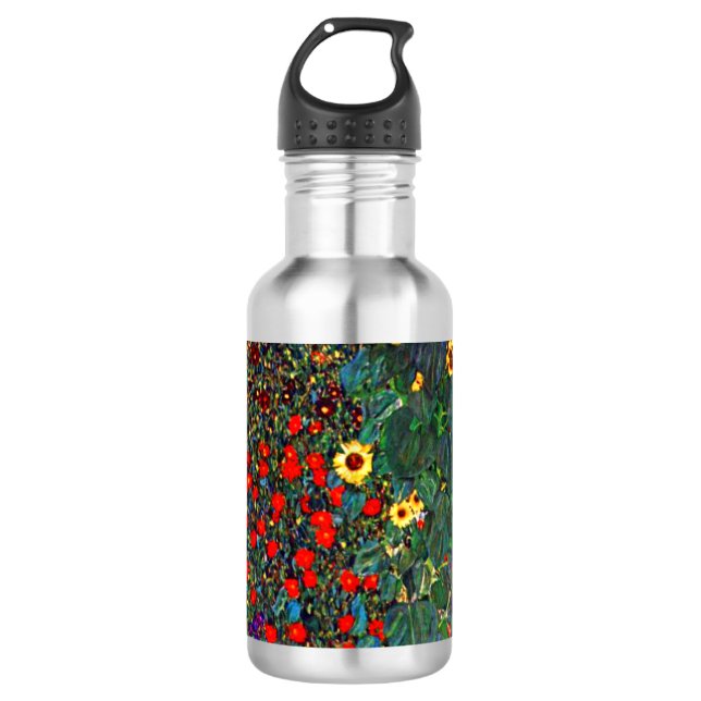 Gustav Klimt Flower Garden Edelstahlflasche (Vorderseite)
