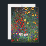 Gustav Klimt Flower Garden Einladung<br><div class="desc">Karte mit Gustav Klimts Ölmalereigarten mit Sonnenblumen (1907). Ein wunderschöner Garten mit Sonnenblumen und exquisiten blauen,  roten,  lila,  rosa und weißen Blume. Ein großartiges Geschenk für Jugendliche und österreichische Kunstliebhaber.</div>