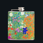 Gustav Klimt Flower Garden Flachmann<br><div class="desc">Flasche mit Gustav Klimts Ölgemälde Blumengarten (1906). Ein schöner Garten mit lila,  roten,  weißen,  blauen und orangefarbenen Blume. Ein großartiges Geschenk für Jugendliche und österreichische Kunstliebhaber.</div>