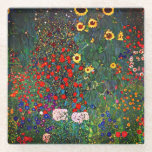Gustav Klimt Flower Garden Glasuntersetzer<br><div class="desc">Untersetzer aus Glas mit Gustav Klimts Ölgemälde Farm Garden mit Sonnenblumen (1907). Ein wunderschöner Garten mit Sonnenblumen und exquisiten blauen,  roten,  lila,  rosa und weißen Blume. Ein großartiges Geschenk für Jugendliche und österreichische Kunstliebhaber.</div>