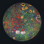 Gustav Klimt Flower Garden Große Wanduhr<br><div class="desc">Uhr mit Gustav Klimts Ölgemälde Farm Garden mit Sonnenblumen (1907). Ein wunderschöner Garten mit Sonnenblumen und exquisiten blauen,  roten,  lila,  rosa und weißen Blume. Ein großartiges Geschenk für Jugendliche und österreichische Kunstliebhaber.</div>
