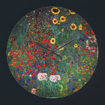 Gustav Klimt Flower Garden Große Wanduhr<br><div class="desc">Uhr mit Gustav Klimts Ölgemälde Farm Garden mit Sonnenblumen (1907). Ein wunderschöner Garten mit Sonnenblumen und exquisiten blauen,  roten,  lila,  rosa und weißen Blume. Ein großartiges Geschenk für Jugendliche und österreichische Kunstliebhaber.</div>