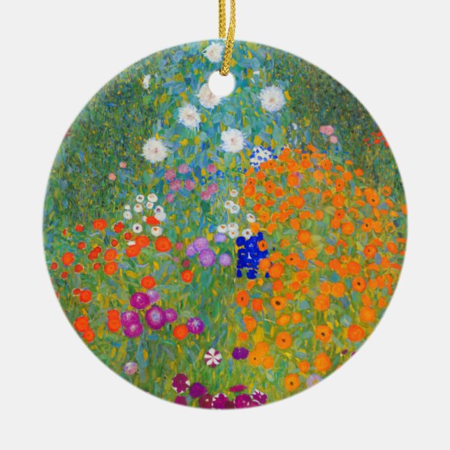 Gustav Klimt Flower Garden Keramik Ornament (Vorne)