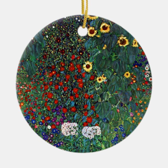 Gustav Klimt Flower Garden Keramik Ornament (Vorne)