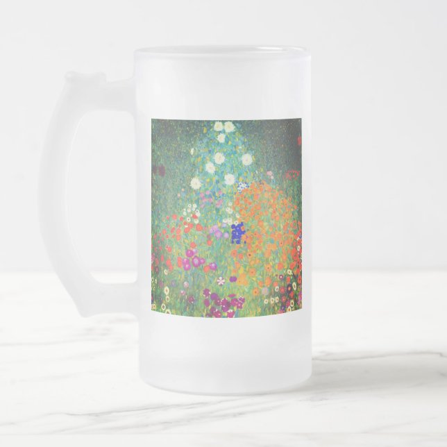 Gustav Klimt Flower Garden Mattglas Bierglas (Links)