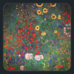 Gustav Klimt Flower Garden Quadratischer Aufkleber<br><div class="desc">Stickers mit Gustav Klimts Ölgemälde Farm Garden mit Sonnenblumen (1907). Ein wunderschöner Garten mit Sonnenblumen und exquisiten blauen,  roten,  lila,  rosa und weißen Blume. Ein großartiges Geschenk für Jugendliche und österreichische Kunstliebhaber.</div>