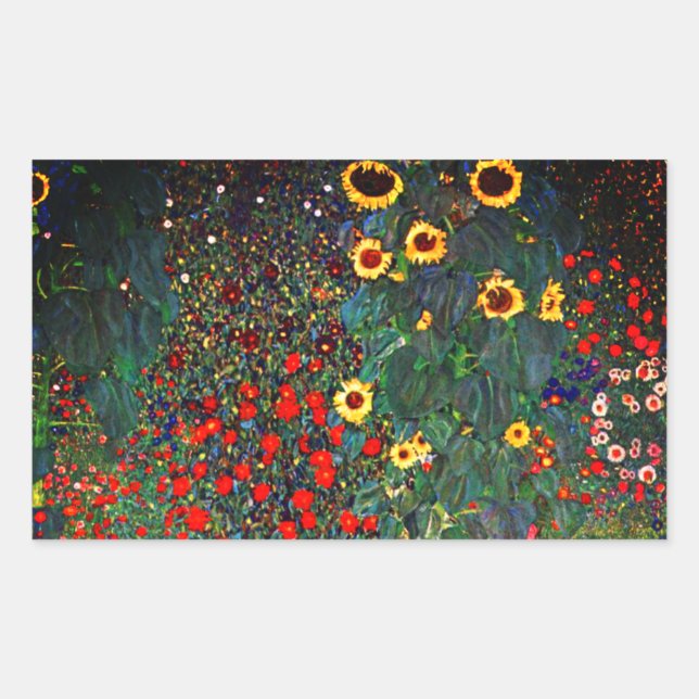 Gustav Klimt Flower Garden Rechteckiger Aufkleber (Vorderseite)