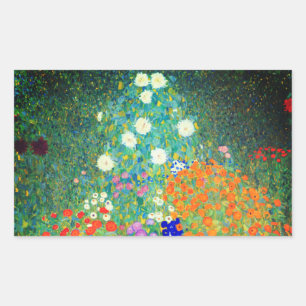 Gustav Klimt Flower Garden Rechteckiger Aufkleber