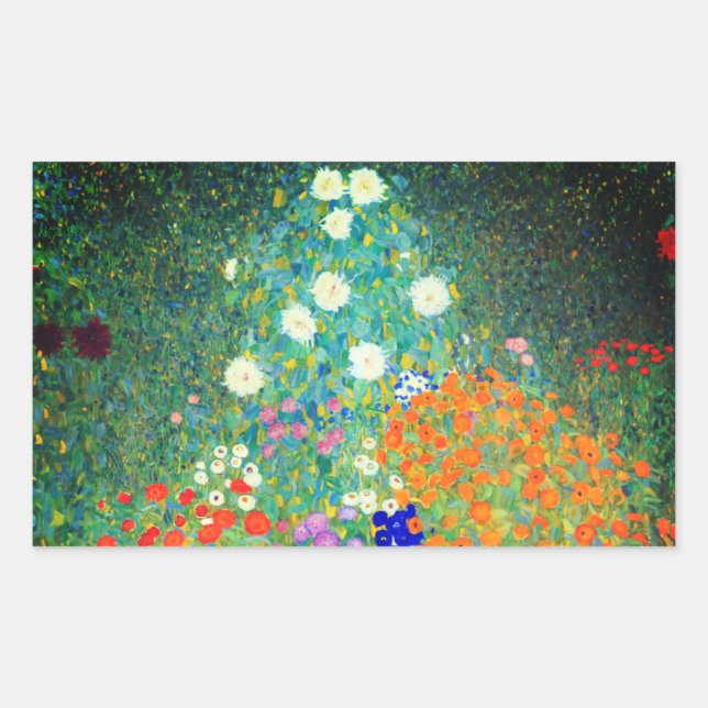 Gustav Klimt Flower Garden Rechteckiger Aufkleber (Vorderseite)