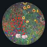 Gustav Klimt Flower Garden Runder Aufkleber<br><div class="desc">Stickers mit Gustav Klimts Ölgemälde Farm Garden mit Sonnenblumen (1907). Ein wunderschöner Garten mit Sonnenblumen und exquisiten blauen,  roten,  lila,  rosa und weißen Blume. Ein großartiges Geschenk für Jugendliche und österreichische Kunstliebhaber.</div>