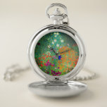 Gustav Klimt Flower Garden Taschenuhr<br><div class="desc">Pocket Watch mit Gustav Klimts Ölgemälde Blumengarten (1906). Ein schöner Garten mit lila,  roten,  weißen,  blauen und orangefarbenen Blume. Ein großartiges Geschenk für Jugendliche und österreichische Kunstliebhaber.</div>