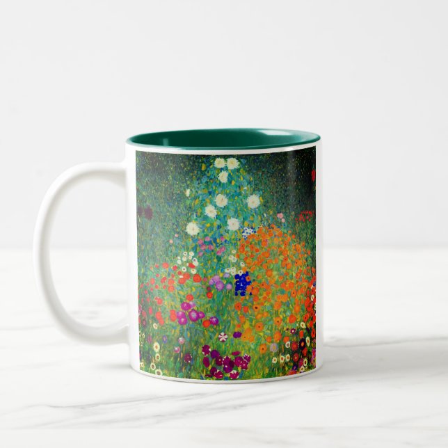 Gustav Klimt Flower Garden Zweifarbige Tasse (Links)