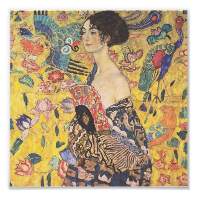 Gustav Klimt - Frau mit Fan Fotodruck (Vorne)