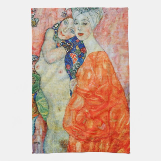Gustav Klimt - Frauenfreunde Geschirrtuch (Vertikal)