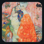 Gustav Klimt - Frauenfreunde Quadratischer Aufkleber<br><div class="desc">Freundinnen - Gustav Klimt,  Öl auf Leinwand,  1916-17 (1945 zerstört)</div>