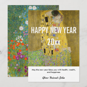 Gustav Klimt - Frohes Neues Jahr mit Der Kuss Feiertagskarte