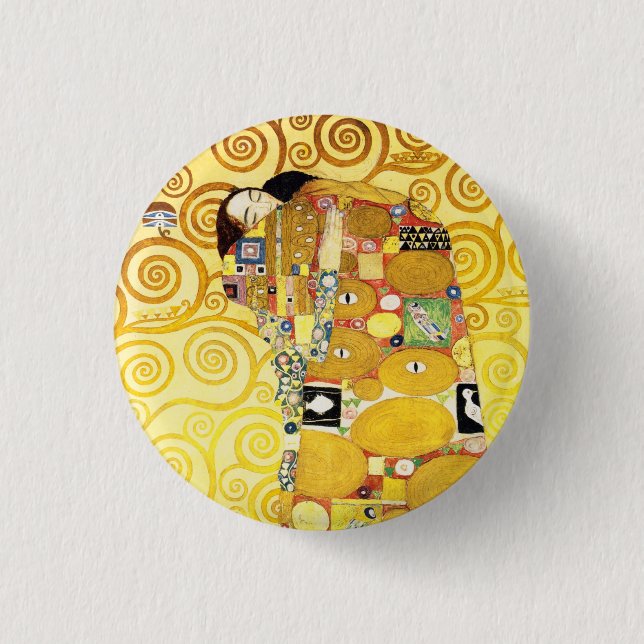 Gustav Klimt Fulfillment Lovers Kunstvoll wandern Button (Vorderseite)
