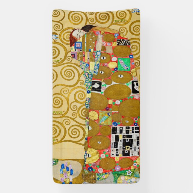 Gustav Klimt Fulfillment Nouveau Couple Banner (Vertikal)