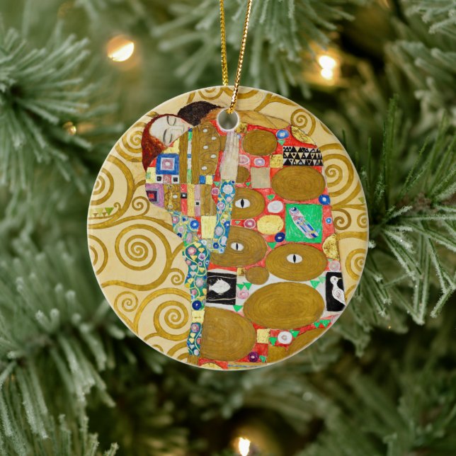 Gustav Klimt Fulfillment Nouveau Couple Keramik Ornament (Baum)