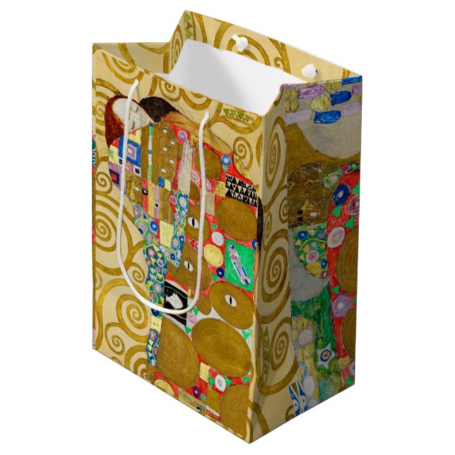 Gustav Klimt Fulfillment Nouveau Couple Mittlere Geschenktüte (Vorderseite Schrägansicht)