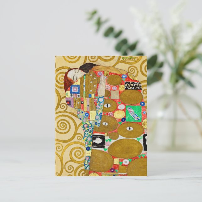 Gustav Klimt Fulfillment Nouveau Couple Postkarte (Stehend Vorderseite)
