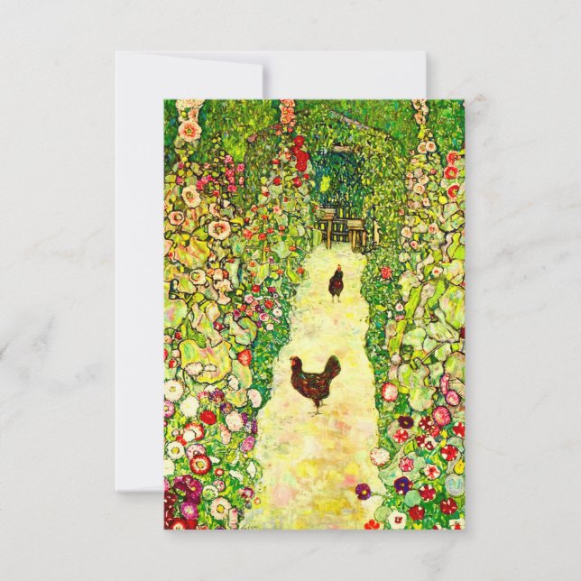 Gustav Klimt Garten mit Hühnern Einladung (Vorderseite)