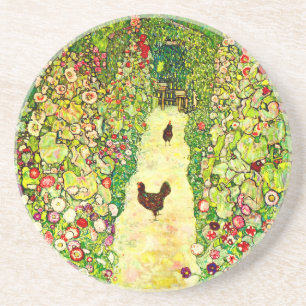 Gustav Klimt Garten mit Hühnern Getränkeuntersetzer
