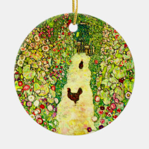 Gustav Klimt Garten mit Hühnern Keramik Ornament
