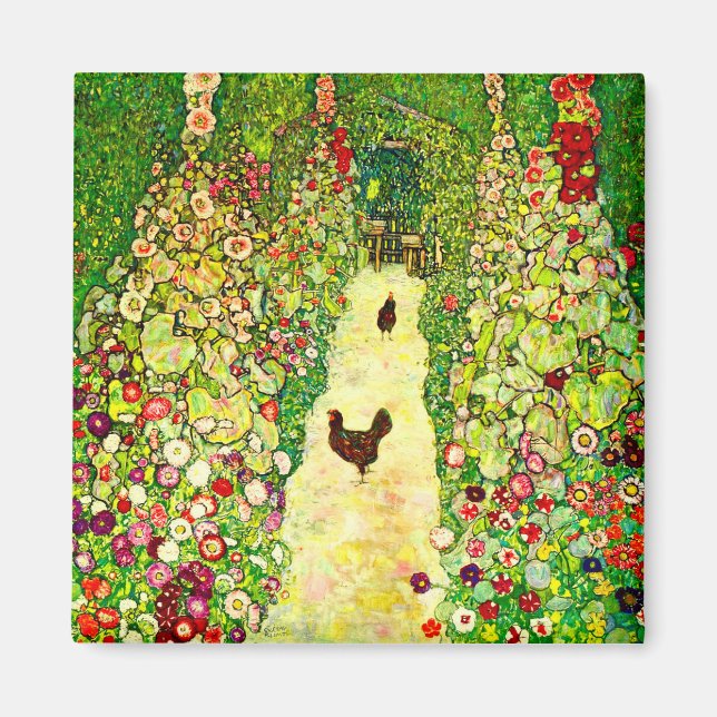 Gustav Klimt Garten mit Hühnern Magnet (Vorne)