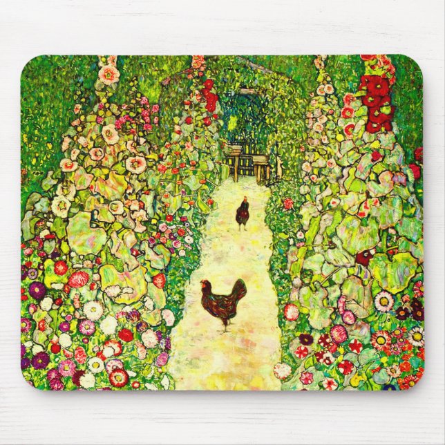 Gustav Klimt Garten mit Hühnern Mousepad (Vorne)